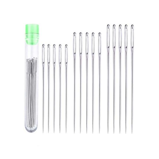 

1 Набор Иглы с большим ушком Иглы для шитья из нержавеющей стали с прозрачной пробиркой для хранения Ассорти размеров Острые иглы для ручного шитья Вышивка Кожа F