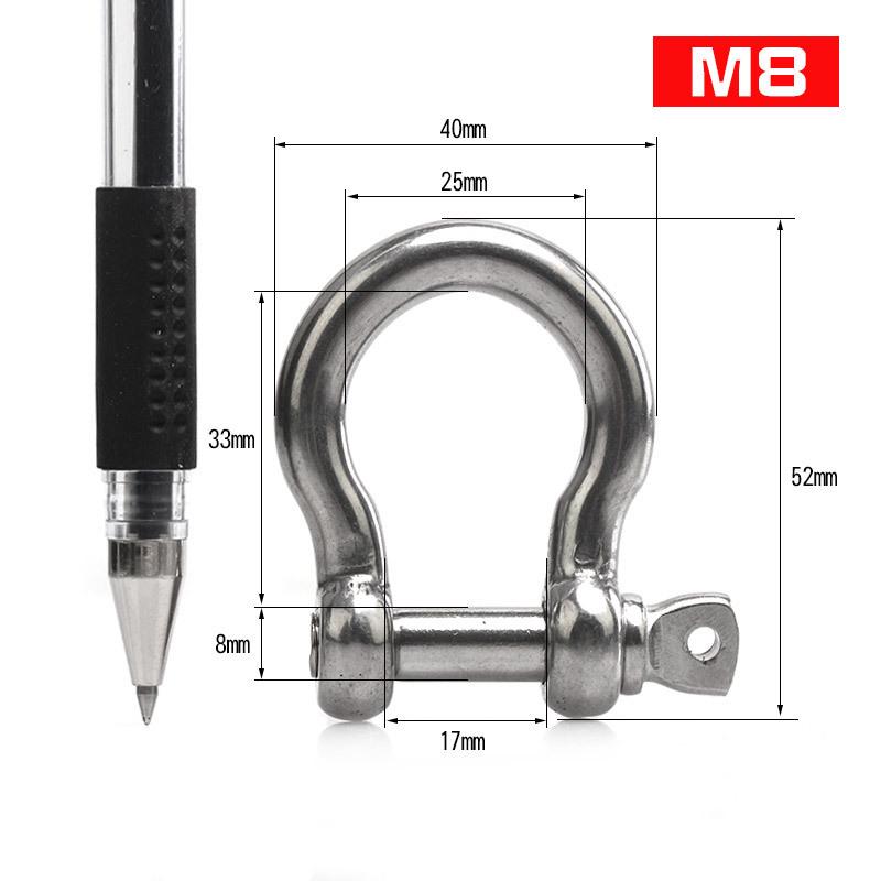 304 Stainless Steel Bow Shackle - Tow Hook, Marine Rope Ring, Chain Lifting Rigging Connector