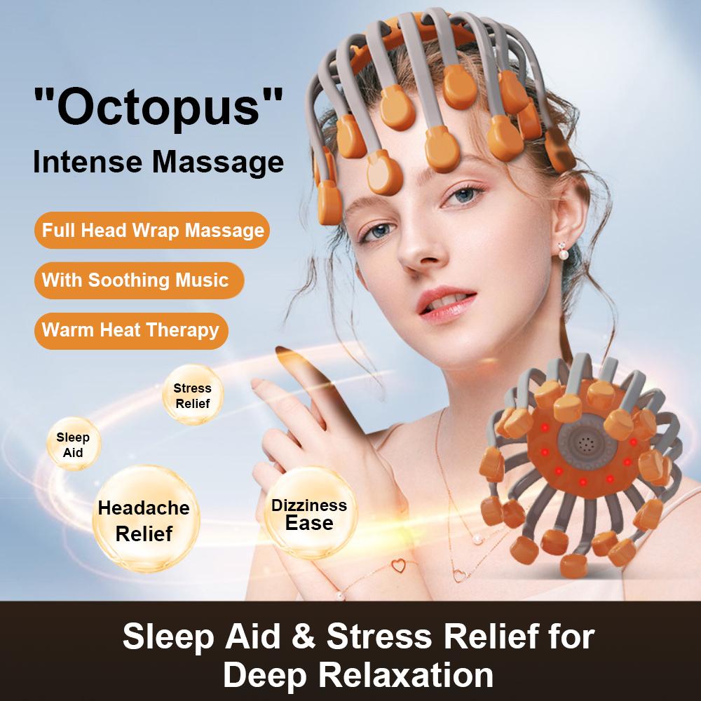 20 Octopus Claw Head Massager Electric Red Light Therapy Relief Scalp Massage Stimulators Orange Vibration Hair Head Massager