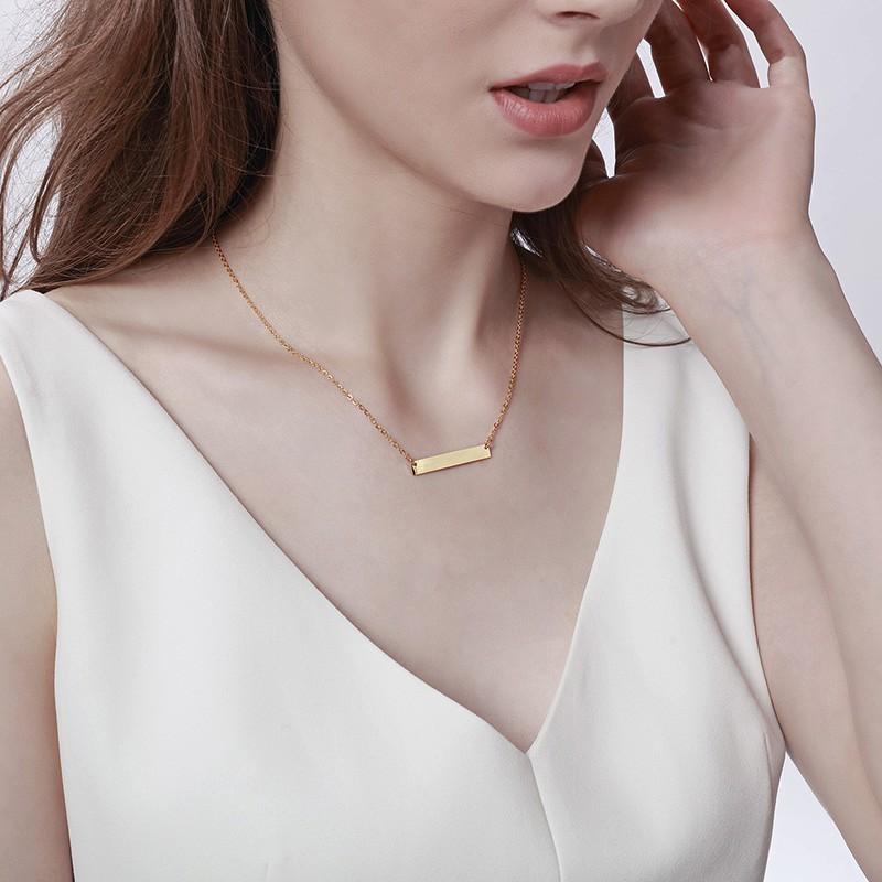Xiaomi Vnox Free Engraving Personalized Bar Necklaces for Women Stainless Steel Horizontal ID Girl Choker Special Custom Birthday Gift