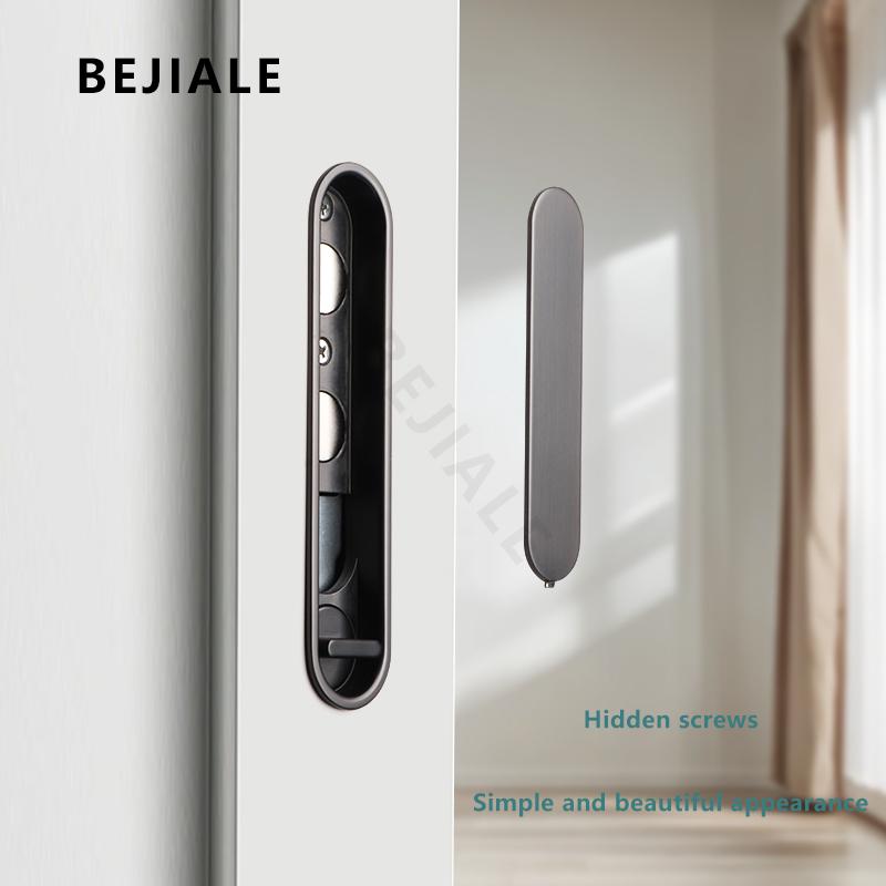 Pocket Door Wooden Sliding Door Lock Sliding Door Lock With Side Handle Balcony Kitchen Bathroom Invisible Door Hook Lock