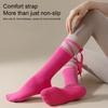 Yoga Pilates Socks with Grips for Women Non-Slip Tie-up Ankle Socks Grippy Lace-up Crew Socks for Barre Ballet Dance