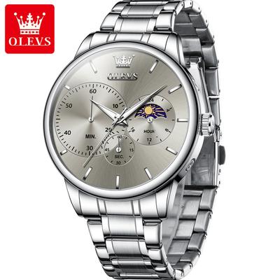 Pánské hodinky Móda Jednoduchost Multifunkční Chronograf Vodotěsné náramkové hodinky Luminous Moon Phase Luxusní Quartz hodinky
