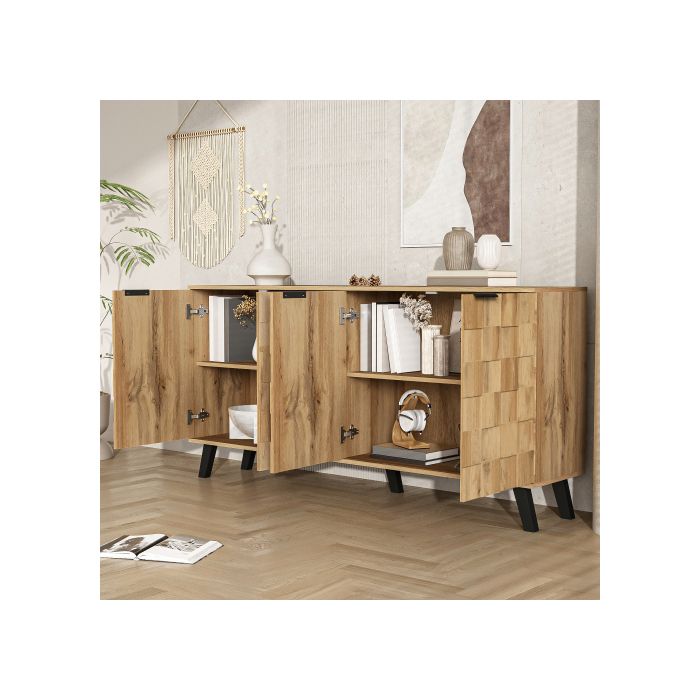 Nowoczesny bufet - MUVOE - 4 drzwi - 160,5 x 35,5 x 78 cm - Elegancki design - Solidna konstrukcja