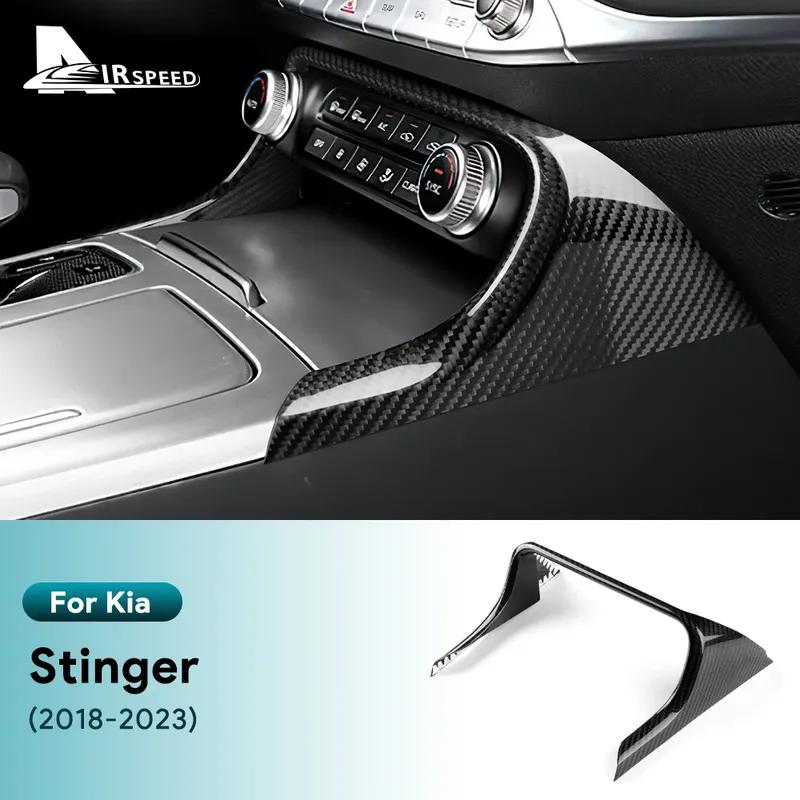 Prawdziwa Pokrywa z Włókna Węglowego Do Kia Stinger 2018      Samochód z Kierownicą po Lewej Stronie Centralna Ramka Klimatyzacji Akcesoria do Wnętrza