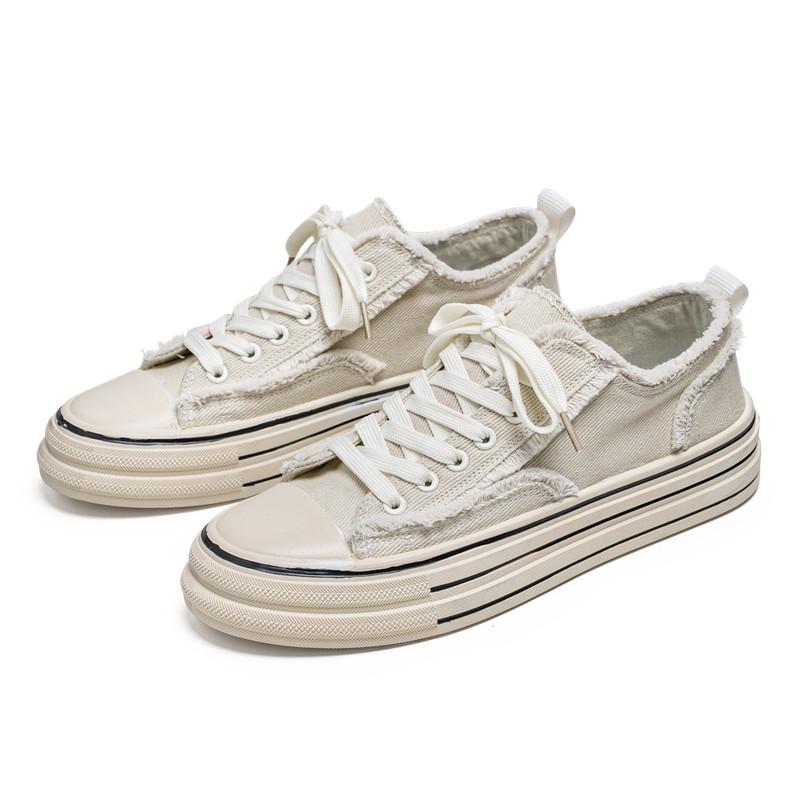 

Новые дышащие весенние и осенние мужские повседневные парусиновые туфли с толстой подошвой и универсальные увеличивающие рост спортивные туфли 39-44 44 белый