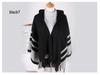 Women's Hooded Cape Shawl: Warm Autumn/Winter Tassel Slit, Two-way Imitation Cashmere Scarf