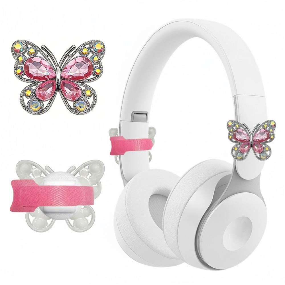 

2 Pack New Butterfly Shape Headphone Decorations 3D Adjustable Headset Attachment Easy To Install Gift Earphone Charms Girls