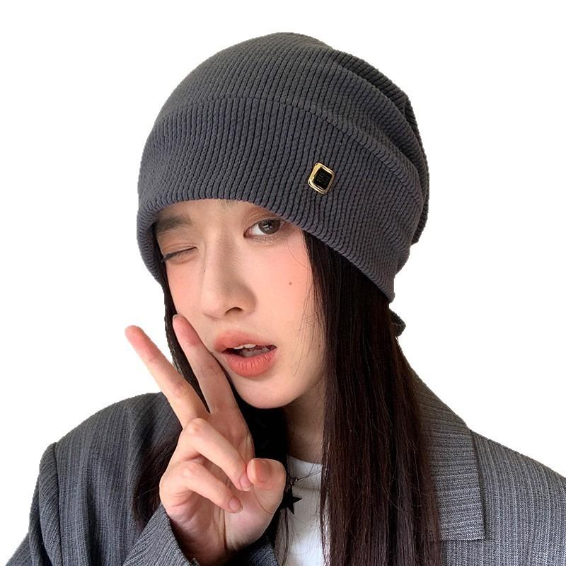 Autumn and Winter Hats, Women's Headgear, Big Head Circumference, Small Face, Cold Hat, Retro Versatile Stacking Hat