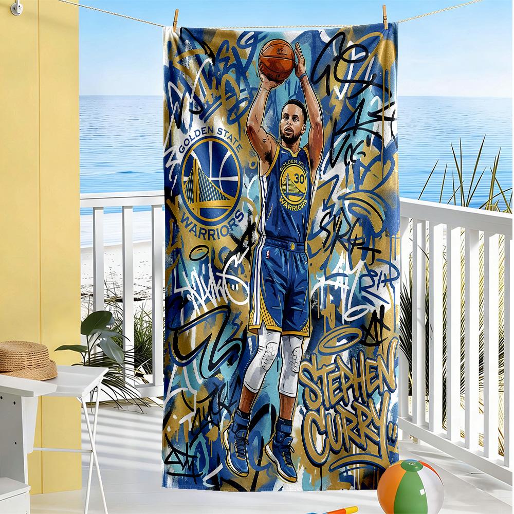 Golden State Warriors Beach Towel Super Soft & Absorbent Comfortable Lightweight Suitable for Sports, Travel, Swimming, Yoga, Bathroom, Beach, And Poo