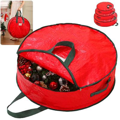 Faltbare Weihnachtsdekoration Aufbewahrungstaschen Rund mit Griffen Feiertagsdekoration Kranz Tasche Wasserdicht Staubdicht Girlande Taschen