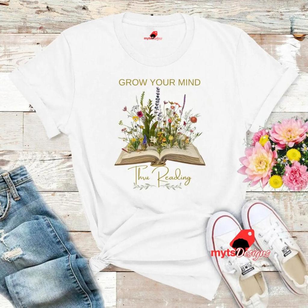 Book Lover T Shirt Wildflower Literary Vintage Graphic Casual Breathable Soft Homme Fashion Comfortable Stretched