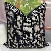 Custom Luxury Hotel Throw Pillow Cushion Cover Velvet Fabric Woven Animal Printing Soft Living Textured Black White Piping