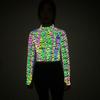 Irisierende reflektierende schmal geschnittene Reißverschlussjacke für Damen