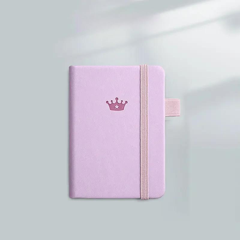 

Мини-блокнот формата А7, карманный блокнот ручной работы в кожаной обложке, портативный дорожный дневник, планировщик, школьные канцелярские принадлежности Kawaii фиолетовый