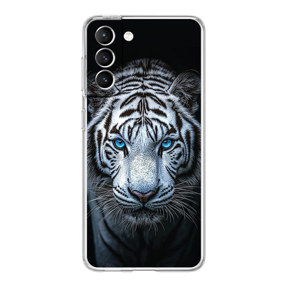 Phone Case For Samsung Galaxy S25 Edge S24 S23 FE S22 Ultra S20 S21 5G S10 Plus S10E Soft Clear Cover Animal White Tiger