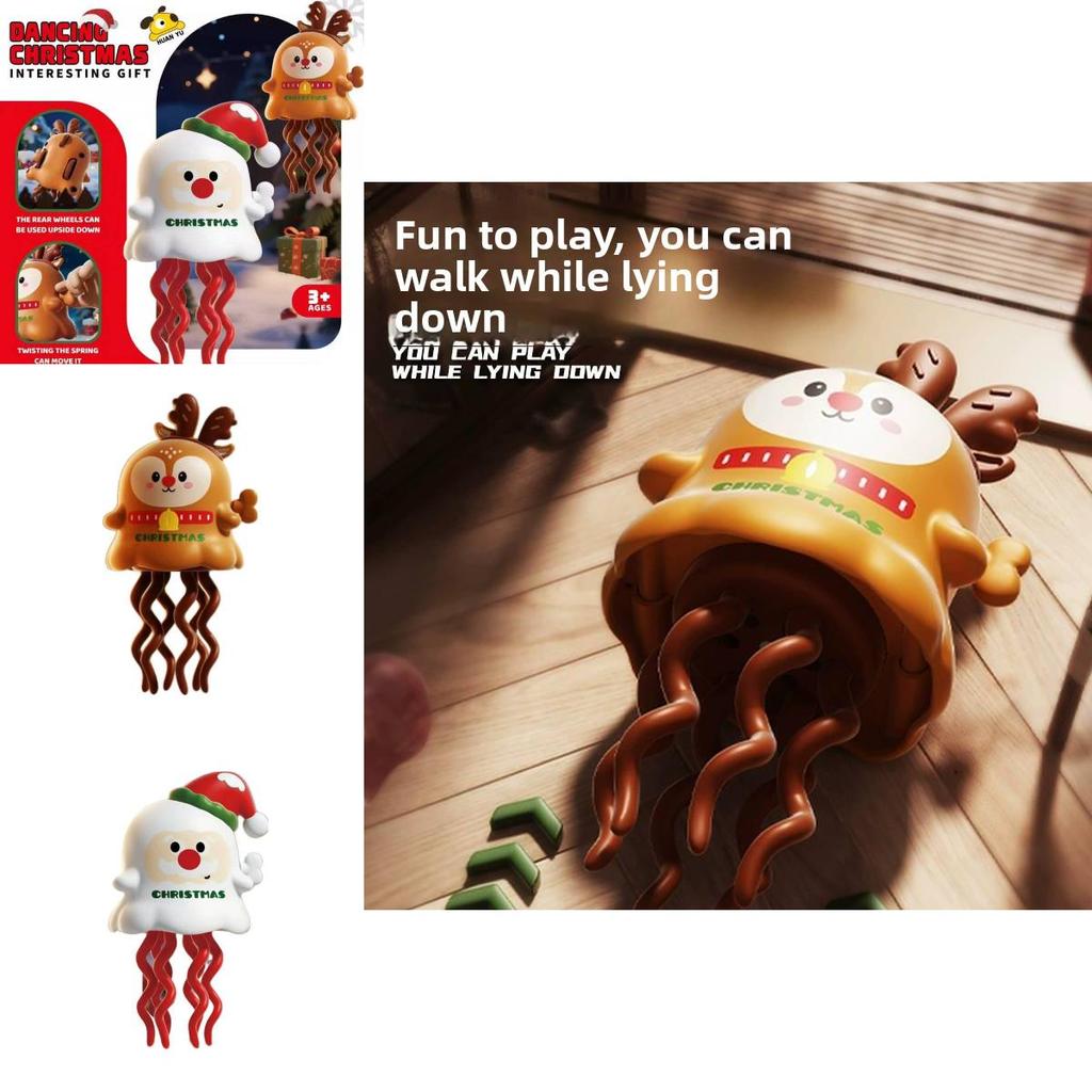 Dancing Octopus Wind Up Toy With Santa Claus And Elk Design For Holiday Gift Giving