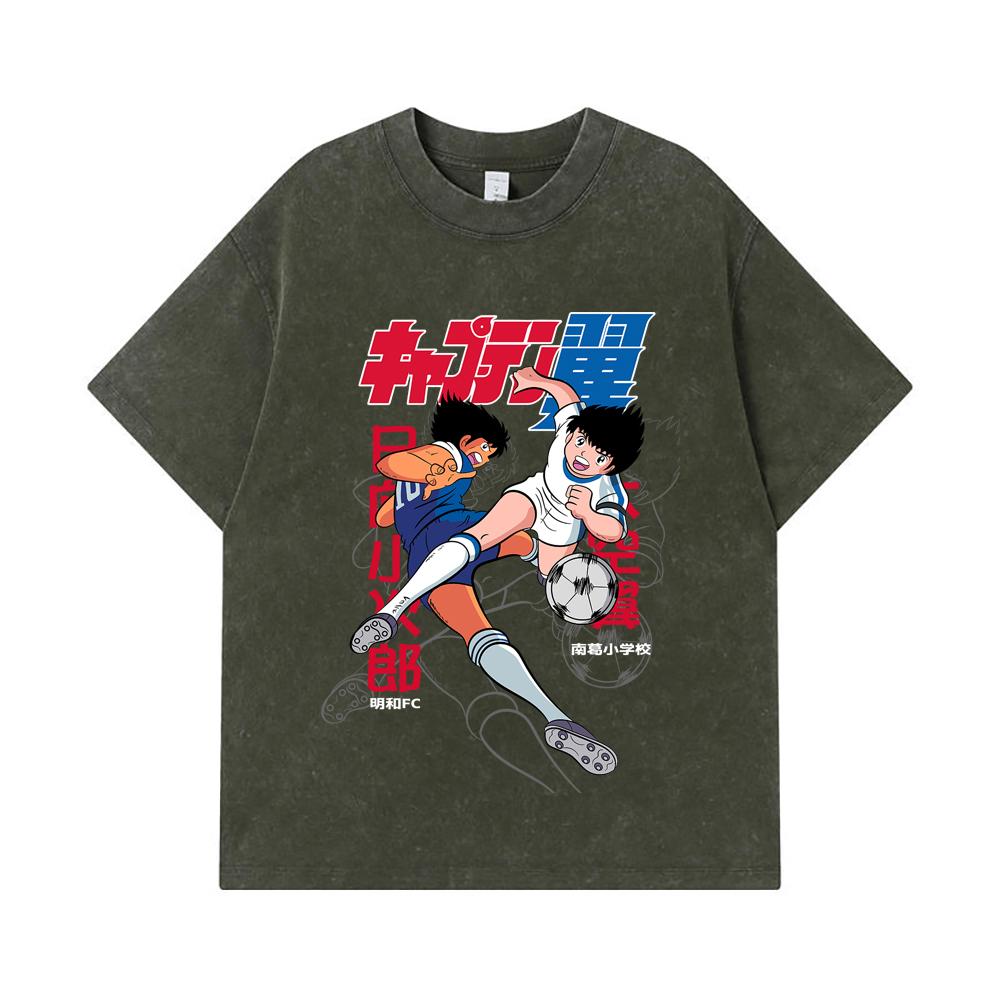 275 GSM Washed T-shirts 100% Cotton Captain Tsubasa V2 Print Unisex Heavy Cotton T Shirt S