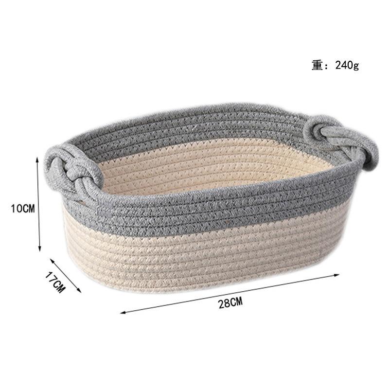 1pcs/set Foldable Cotton Rope Storage Basket Multi-Use Organizer for Cosmetics Snacks Laundry Braided Household Bin