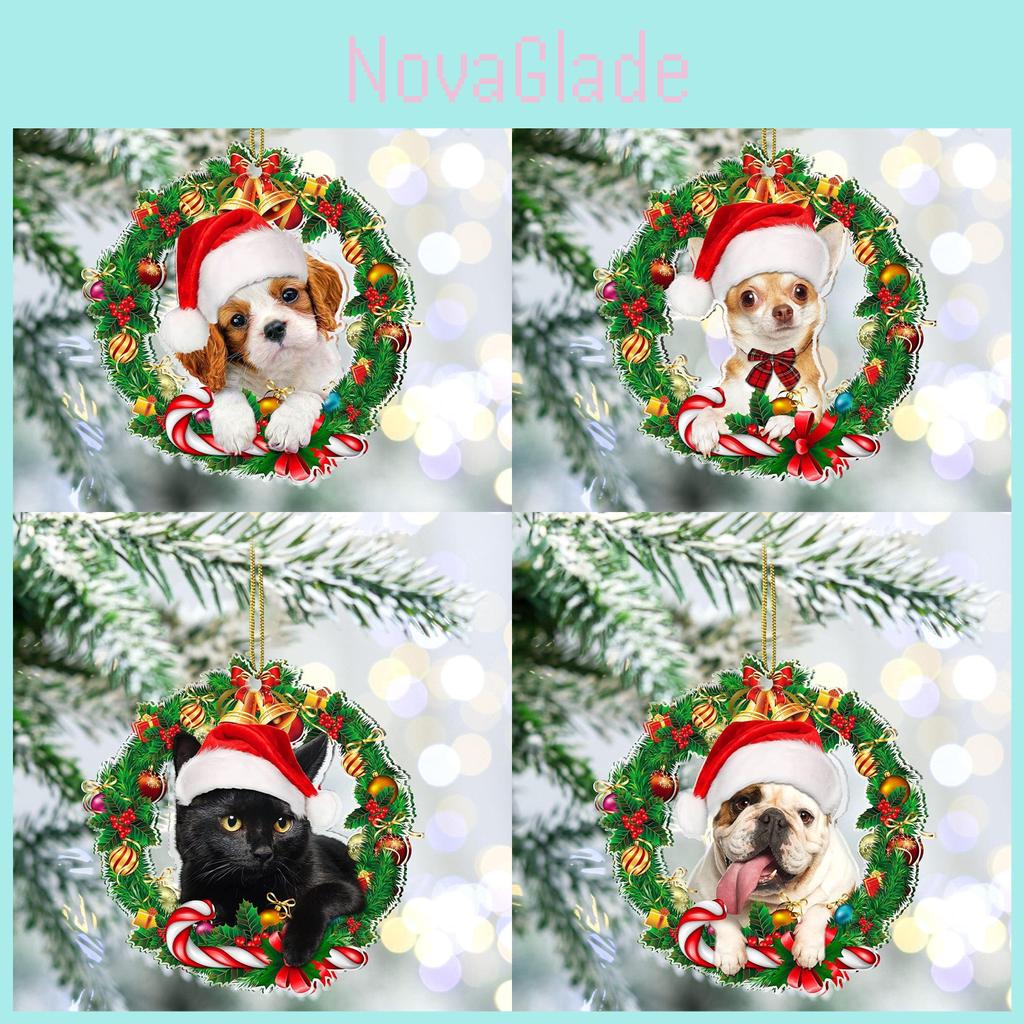 2022 New Christmas Dog Decoration Acrylic Hanging Ornament For Home And Car