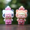 9pcs Creative Cat Head Overalls Girl Model Doll Ornament Set For Collectors