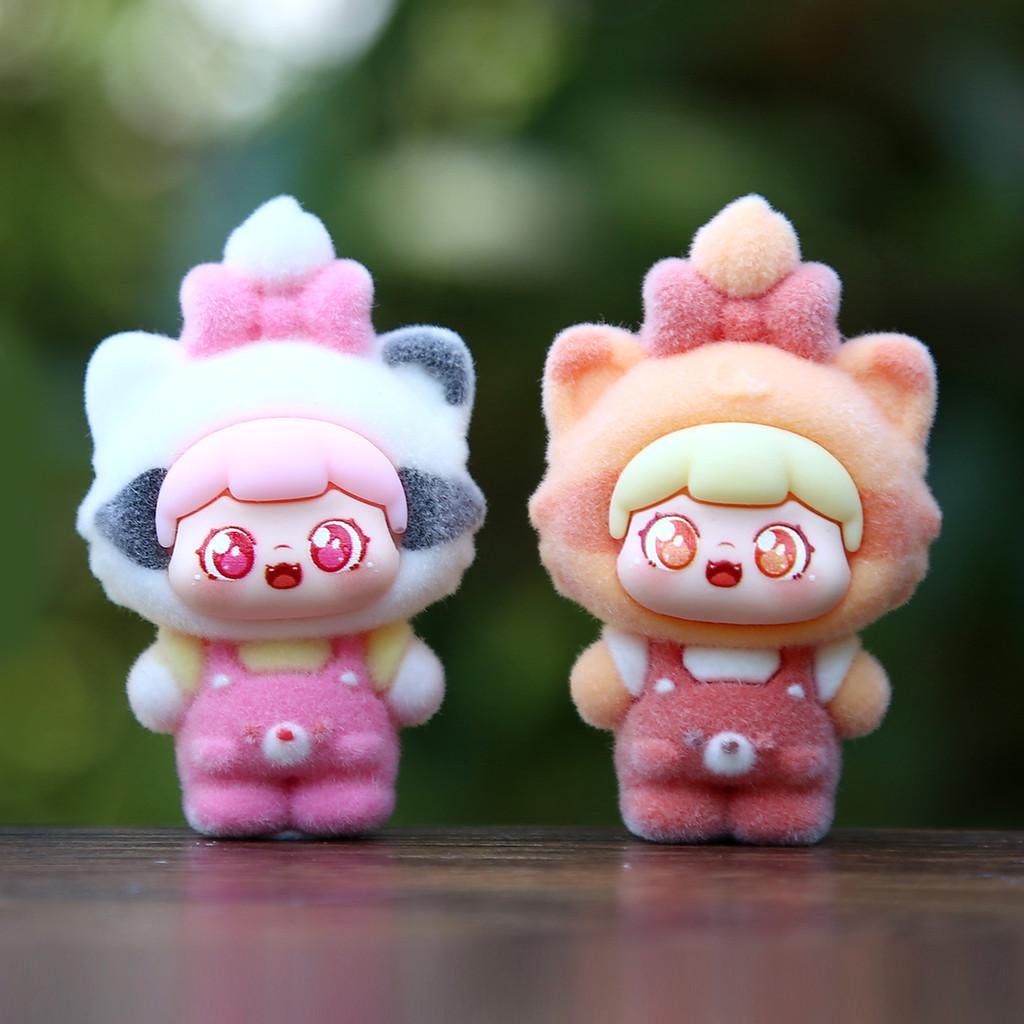 9pcs Creative Cat Head Overalls Girl Model Doll Ornament Set For Collectors