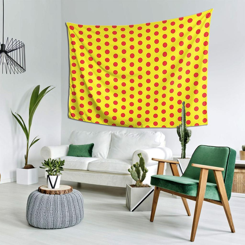 Klassisches Rot-Gelbes Polka-Dot-Muster Wandteppich Dekor Kunst Ästhetische Wandteppiche für Wohnzimmer Heimwandtuch Wandbehang
