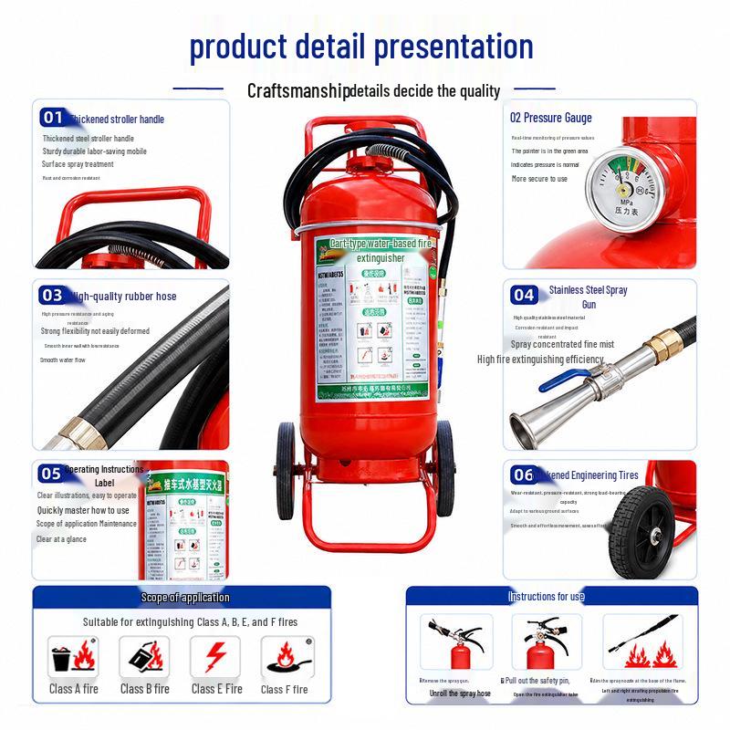 Zhongyue Trolley-Mounted Water-Based Fire Extinguisher: 25L, 35L, 45L for Home & Commercial Use