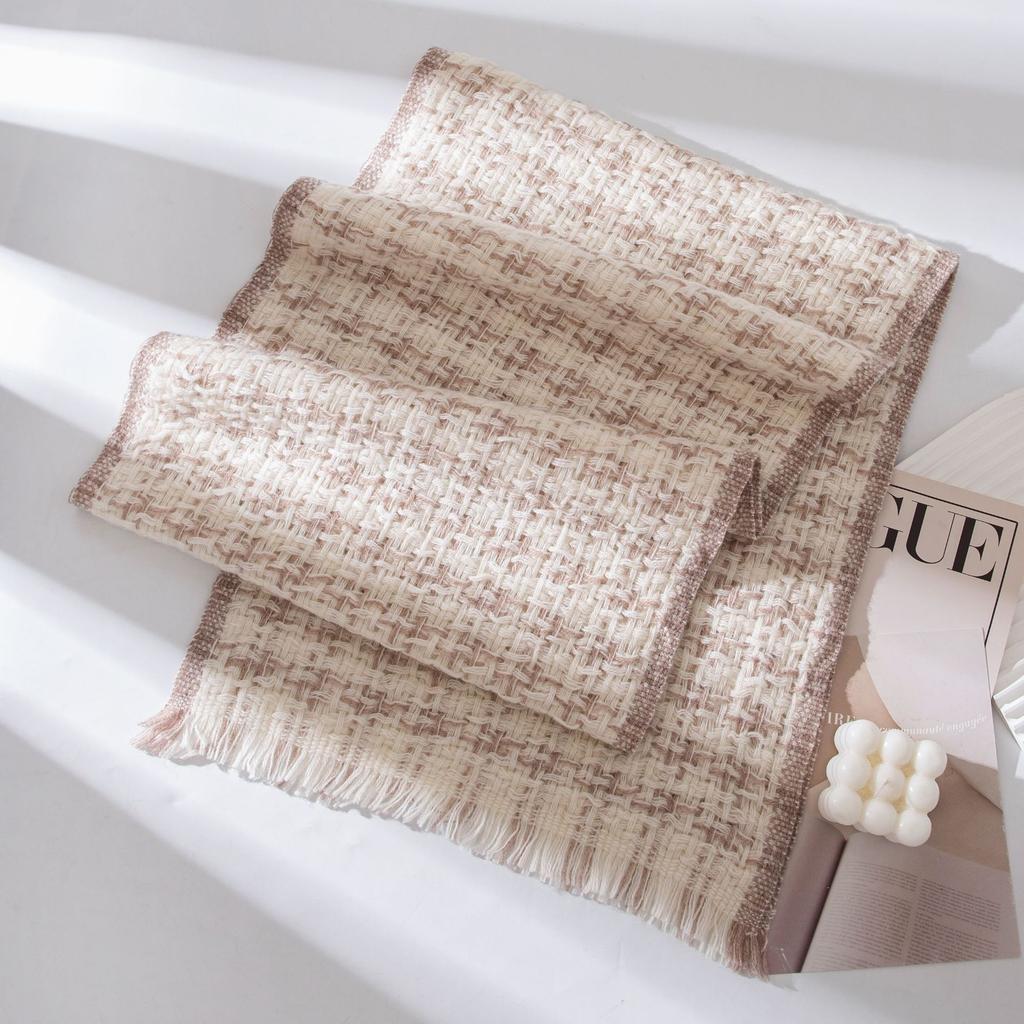 Wool Scarf Autumn and Winter New Style Long Plaid Versatile Thickened Tassel Warm Student Scarf for Men and Women