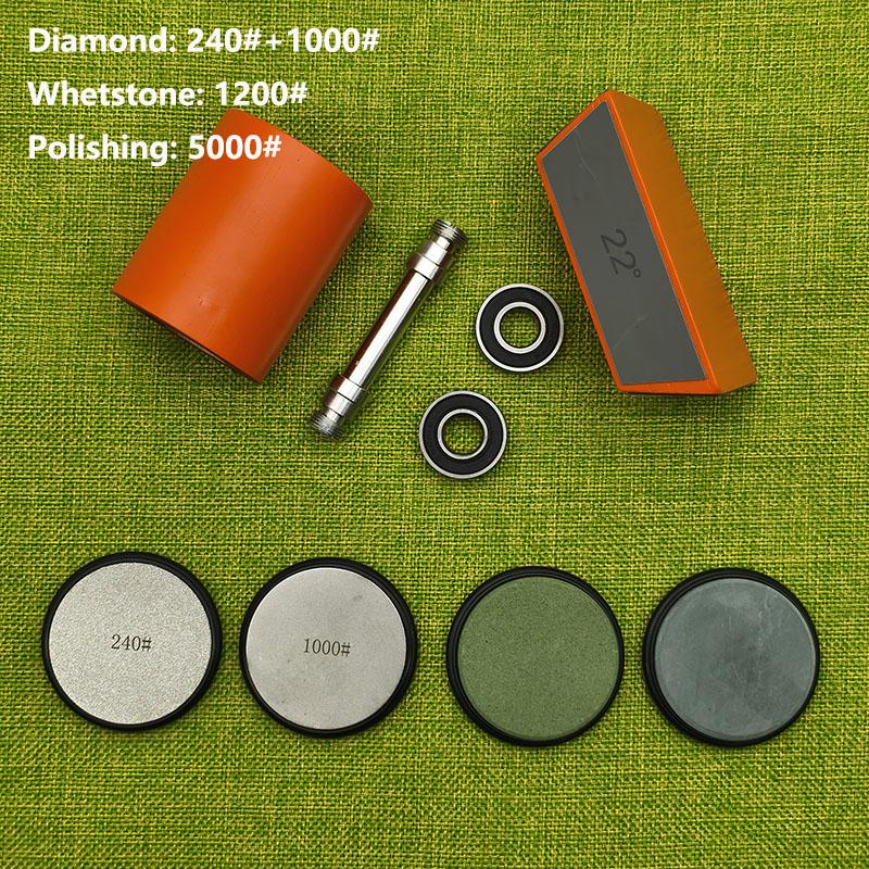 Professional Orange Roller Knife Sharpener Wooden Roller Knife Sharpener Magnetic Quad 15/18/20/22° Kitchen Sharpening Tool Set