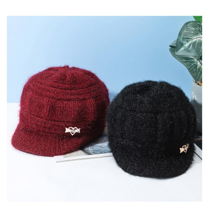 Nye luer for middelaldrende og eldre, ullluer for kvinner, luer til varm vinter, gamle dameluer i plysj, høst- og vinterstrikkeluer