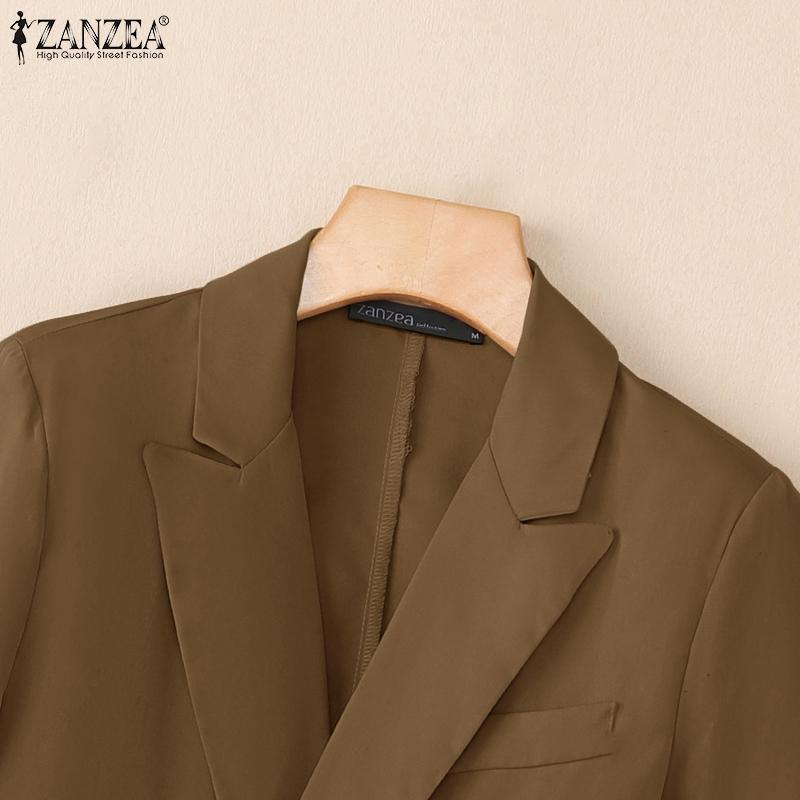 ZANZEA Damen Freizeit Revers Langarm Dünne Strickjacke Tops