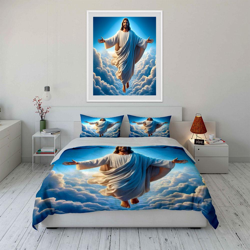 Heavenly Figure In Clouds Bedding Duvet Cover Set (1*Duvet Cover 2*Pillowcases, Without Duvet Insert)