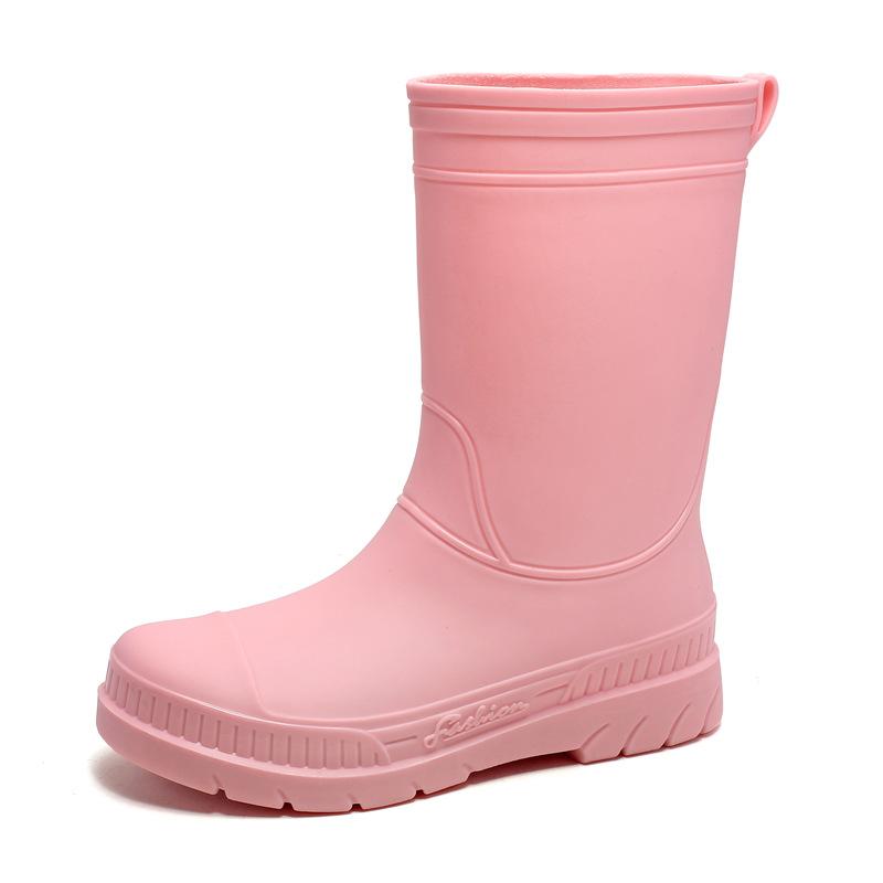 

Новые женские резиновые сапоги средней высоты, износостойкие, нескользящие, водонепроницаемые, на толстой подошве, и бархатные резиновые сапоги — это модно 40 розовый