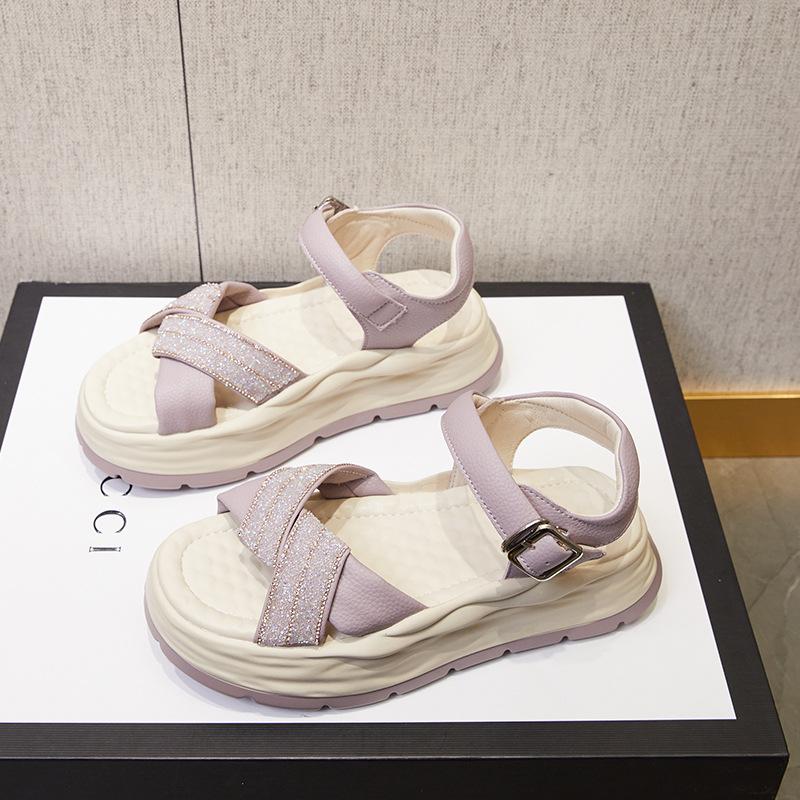 

Летние новые сандалии на мягкой подошве в сказочном стиле, для отдыха, спортивные, римские, пляжные, на толстой подошве, увеличивающие рост, маленькие белые туфли женские 39