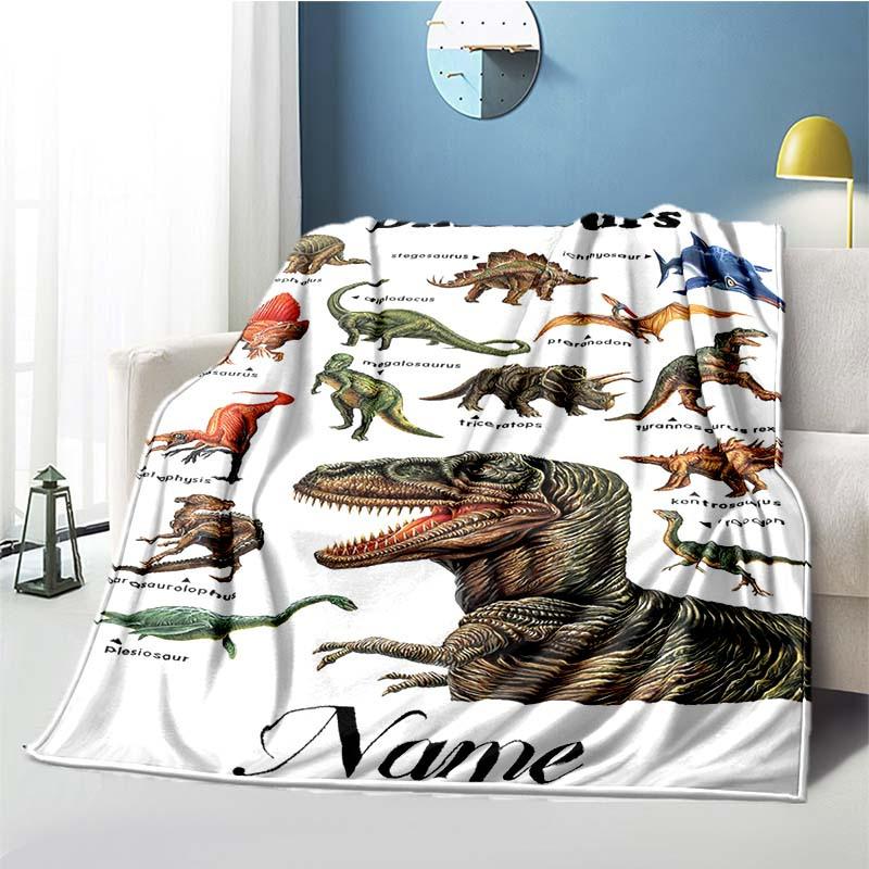 Dinosaurs Customize Your Name Outdoor Blanket Used For Chair Office Sofa Bed Camping Soft And Warm Giving Friends And Relatives Birthday Graduation