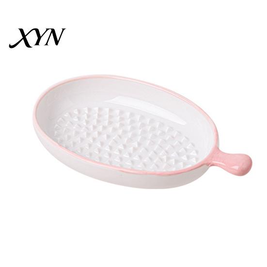Ceramic Garlic Grater Plate for Food Prep, Multifunctional Ginger Grinder Bowl Mincer Dish, Non Slip Masher Cheese Nutmeg Grinding