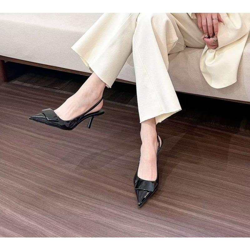 Dámské Kožené Pantofle Boty na Vysokém Podpatku Párty Lodičky Žena Letní Sandály Dámské Sandály Slingback na Vysokém Podpatku
