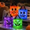 Große Vorratsbehälter für Süßigkeiten Halloween Leuchtende Kürbis-Tasche LED-Leuchtender Trick-or-Treat-Eimer Dekorative Behälter Süßigkeiten Wiederverwendbar Wasserdicht