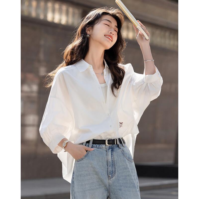 Demana Women s 100% Cotton Half Sleeve White Shirt S