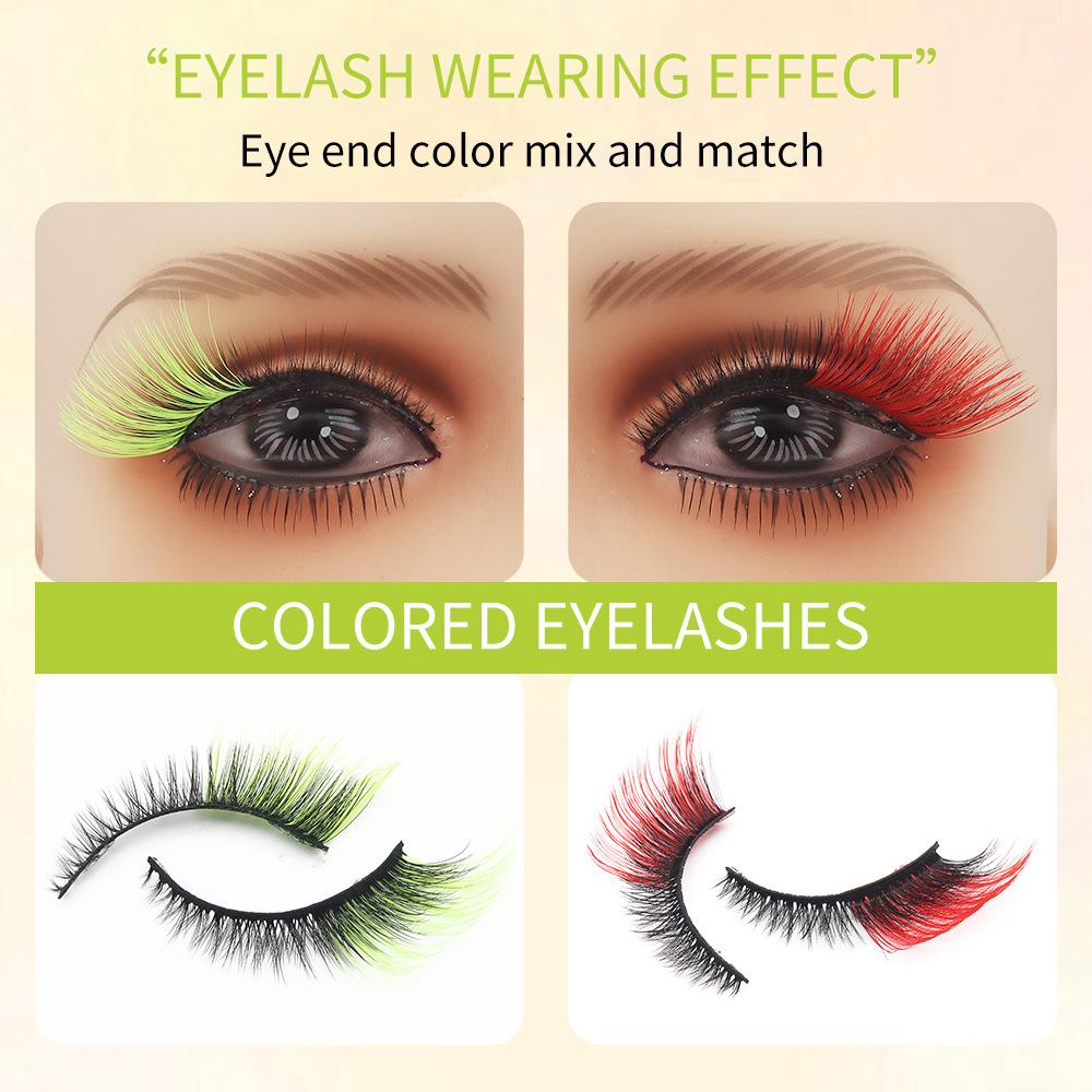 10 Pairs False Eyelashes, Colored Cat Eye Lashes with Black Band, Dramatic Volume Lashes for Party