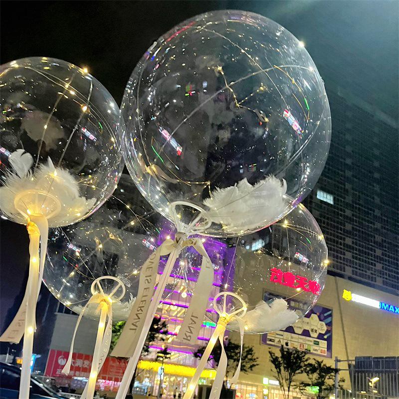 Transparent Floating Bobo Balloon Feather Decoration for Birthdays, Engagements, Banquets, and Weddings