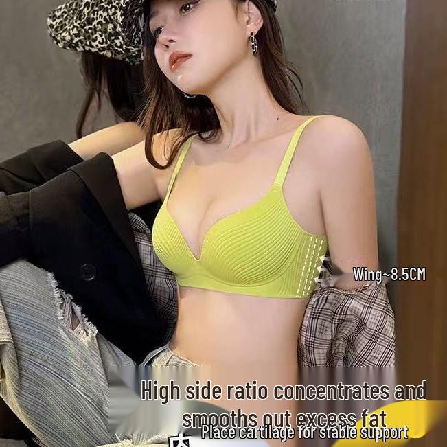 Women's Seamless Wire-Free Bra: Summer Lightweight, Enhances Small Bust, Side Support, Anti-Sagging