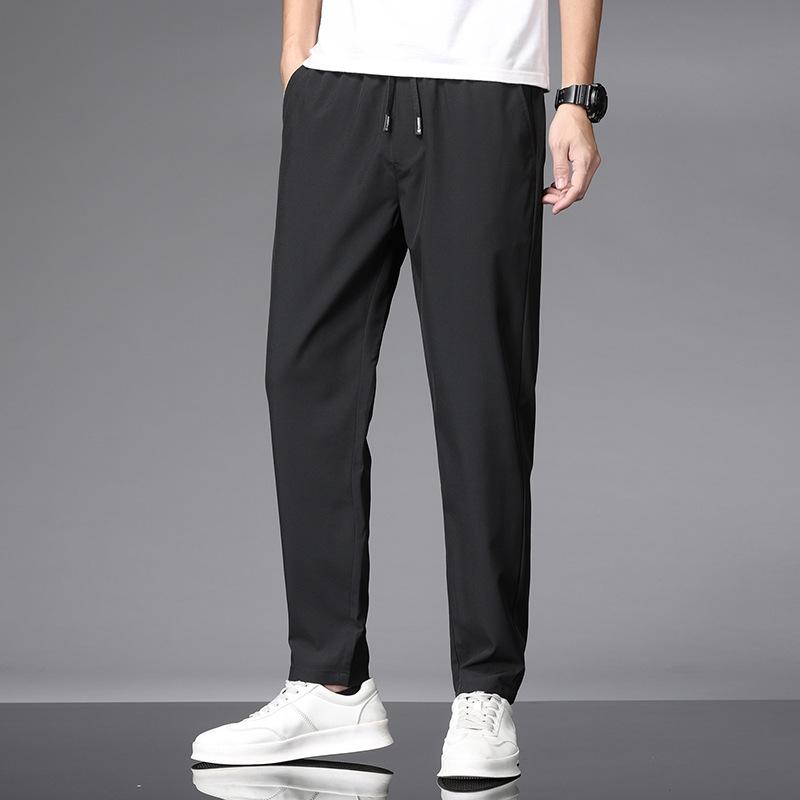 Pantaloni elastici ocazional Pantaloni sport pentru bărbați Pantaloni tăiați moi Pantaloni bărbați cu picior drept largi agățați