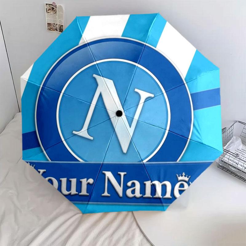 1 PC Automatic Folding Umbrella - SSC Napoli Custom Name Pattern, Portable & Foldable Design with 8 Ribs, Christmas Birthday Gifts