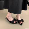Retro Pointed Women's New Minimalist Comfortable Shoes Summer Butterfly Bow Low Heel Temperament Versatile Women's Shoes