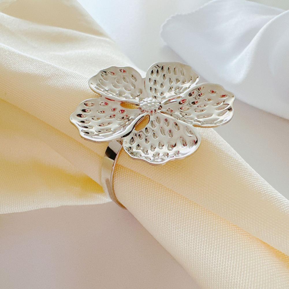 Gyllene Servettringar Metall Servettring Set Eleganta Metall Blom Servettringar för Middagsbord Bröllopsfest Set