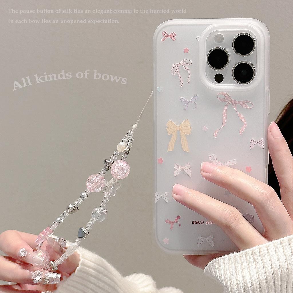 Sweet girl bow for apple 16 mobile phone case iphone17promax lanyard 14 silicone 13 soft 11