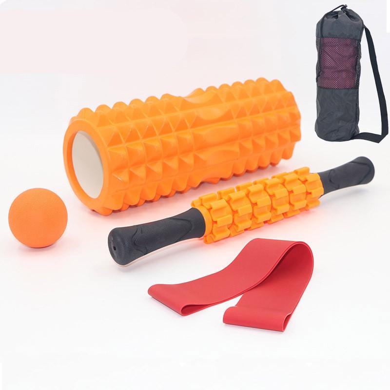 33cm Crescent-Shaped Foam Roller Set With Spiky Massage Stick Myofascial Release Ball Yoga Pilates Fitness Recovery