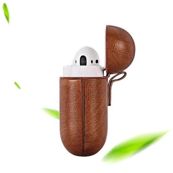 Solid Color Soft Faux Leather Protective Case Cover Shell for AirPods 2
